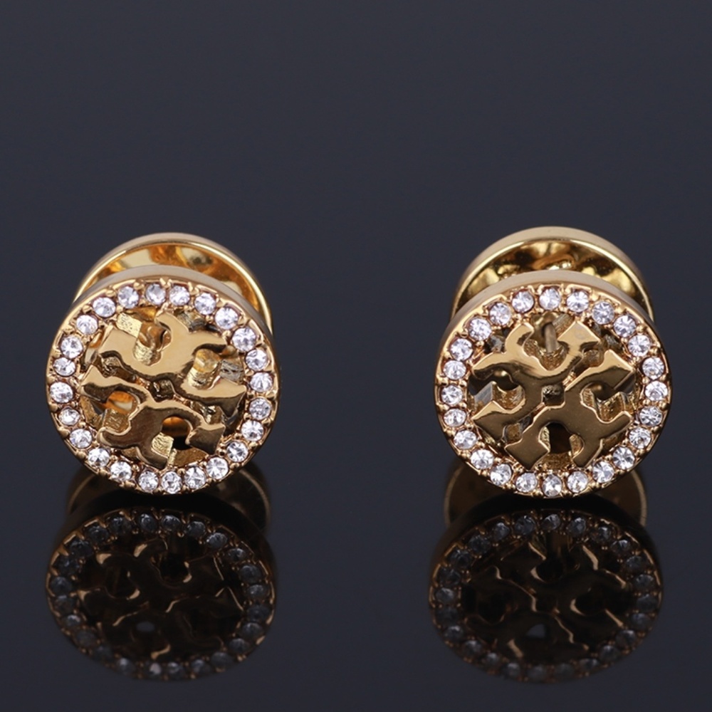 Tory Burch Crystal Logo Circle Stud Earrings $69 - Picture 3 of 5
